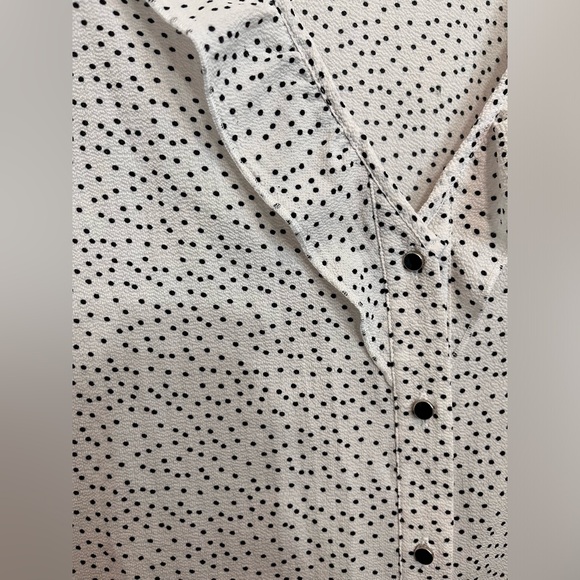 Polka Dot Blouse, Low Back, Silver Button Detailing - Size Small - Picture 3 of 6